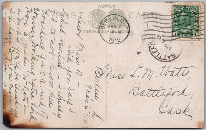 Berlin Ontario Technical School Postcard Canada H82 as is