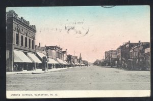 WAHPETON NORTH DAKOTA ND DOWNTOWN STREET SCENE 1911 VINTAGE POSTCARD