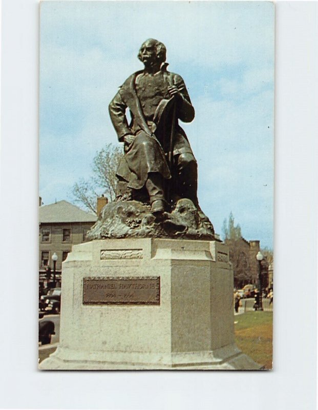 Postcard Statue Of Nathaniel Hawthorne Salem Massachusetts USA