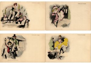 RISQUE Artist Signed Glamour DANCING J.Wely Set of 5 Pc.PARIS QUI DANSE(L2695)