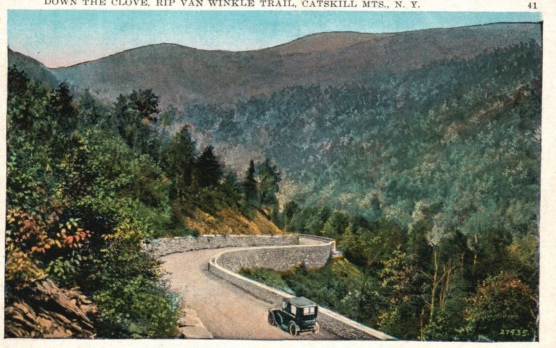 Catskill Mountains New York Down the Clove Rip Van Winkle Trail Vintage Postcard