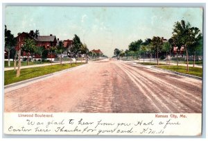 Kansas City Missouri MO Postcard Linwood Boulevard Residence Section Scene 1907