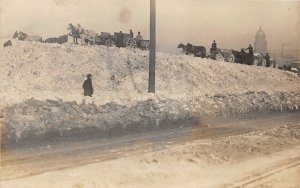 H75/ Denver Colorado RPPC Postcard c1910 Storm Snow Disaster Wagons 17