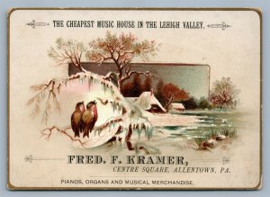VICTORIAN TRADE CARD MUSIC HOUSE in LEHIGH VALLEY FRED KRAMER ALLENTOWN PA