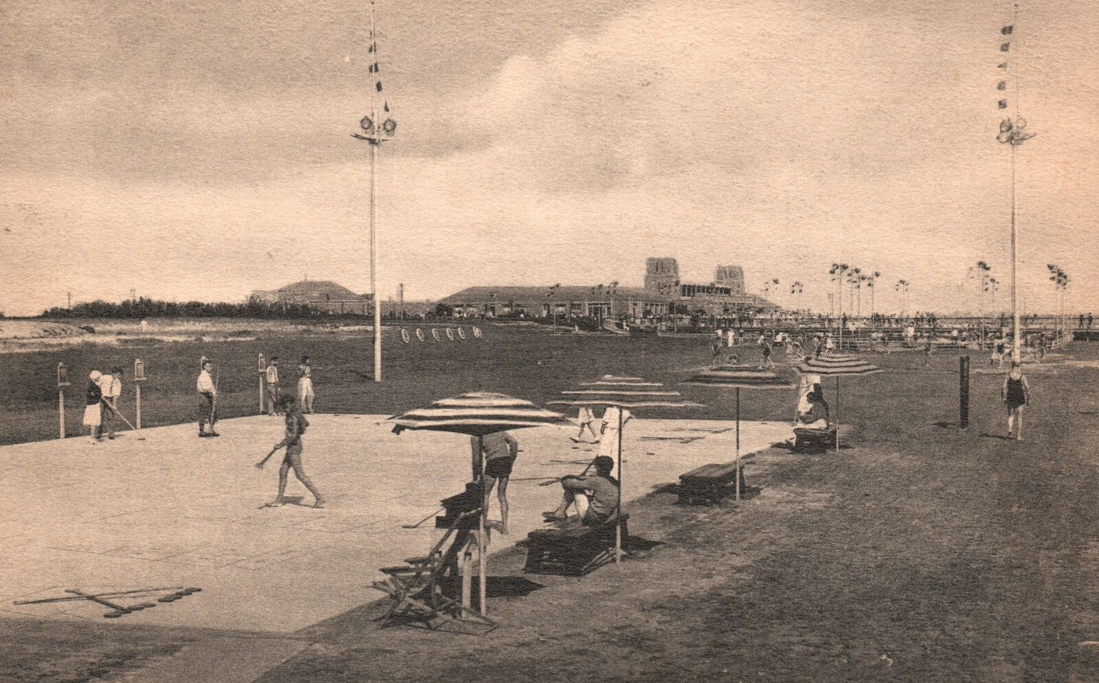Vintage Postcard 1940 Shuffle Boards Jones Beach State Park Long Island