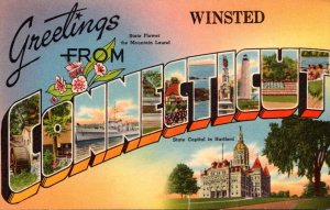 Connecticut Greetings From Winsted Large Letter Linen 1944