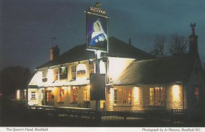 The Queens Head Pub At Night Bradfield Berkshire Postcard