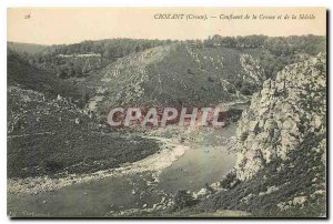 Old Postcard Crozant confluence of the Creuse and Sedelle