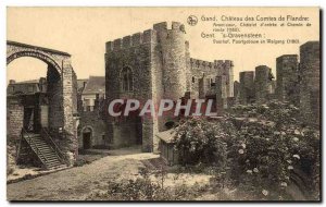 Old Postcard Ghent Castle of the Counts of Flanders Before Chatelet courtyard...