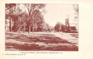 Arlington Vermont Village Street and Church Vintage Postcard AA82828