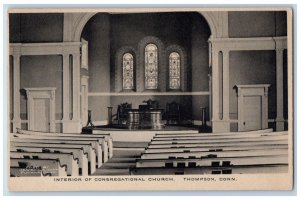 Thompson Connecticut CT Postcard Interior Congregational Church c1940's Vintage