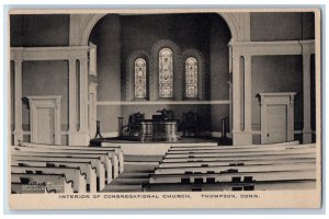 Thompson Connecticut CT Postcard Interior Congregational Church c1940's Vintage
