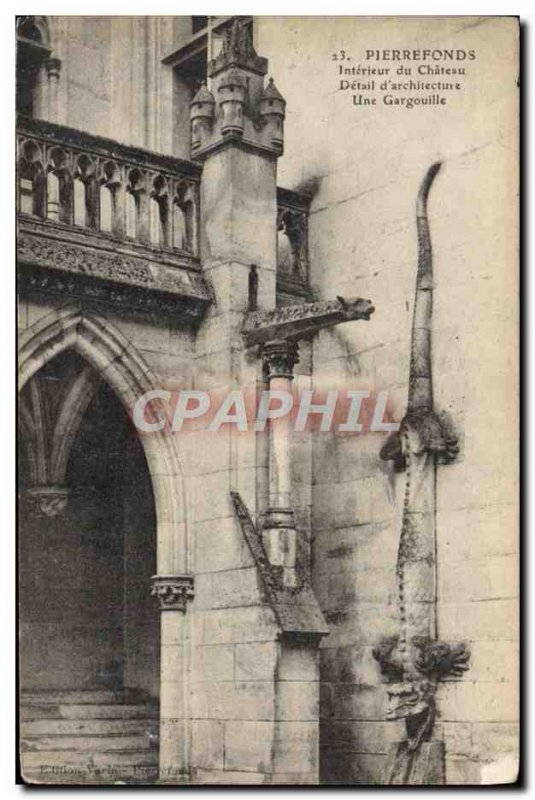 Old Postcard Pierrefonds Interior Du Chateau A gargoyle