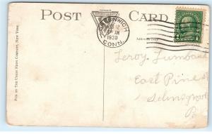 1930 Indian Harbor Yacht Club Greenwich Connecticut US Flag Vintage Postcard B86