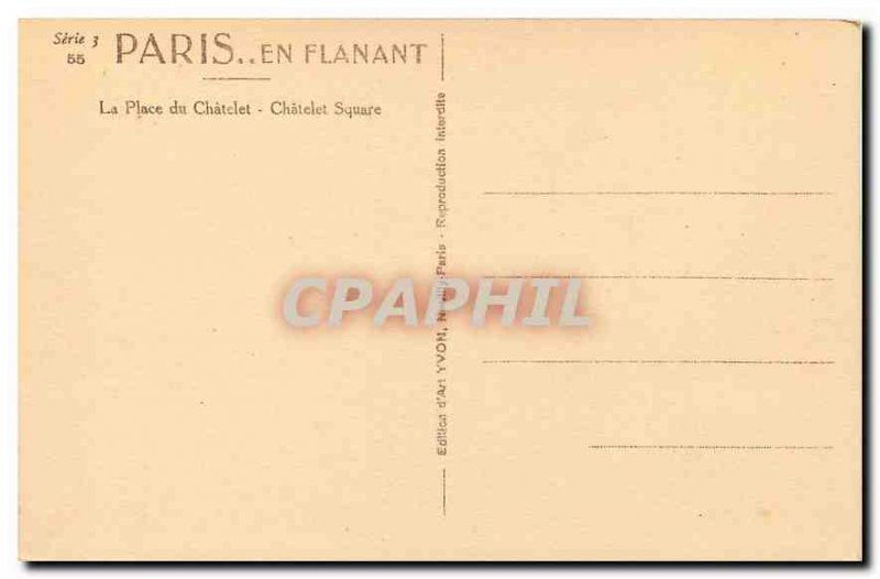 Old Postcard Paris Place du Chatelet