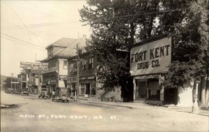 Fort Kent Maine ME Street Scene Eastern Illus Real Photo c1910 PC 