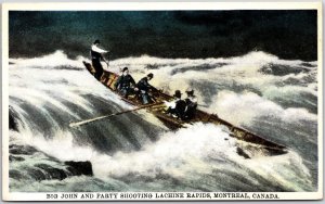 Big John & Party Shooting Lachine Rapids Montreal Canada Postcard