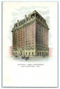 c1905 Hotel Belvedere Exterior Building Baltimore Maryland MD Vintage Postcard