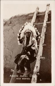 Apache Indian Chief New Mexico NM Indigenous Beck News Real Photo Postcard E45
