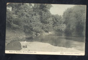 NEWPORT INDIANA SCENE ON THE VERMILLION RIVER VINTAGE POSTCARD CU WILLIAMS 6828