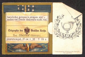 1912 Mechanical German Postcard Showing Pop-Up Mechanical Mailman Postcard