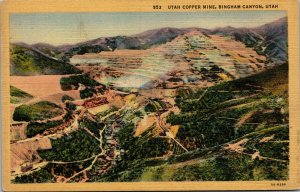 Vtg 1930s Utah Copper Mine Bingham Canyon Utah UT Unused Linen Postcard