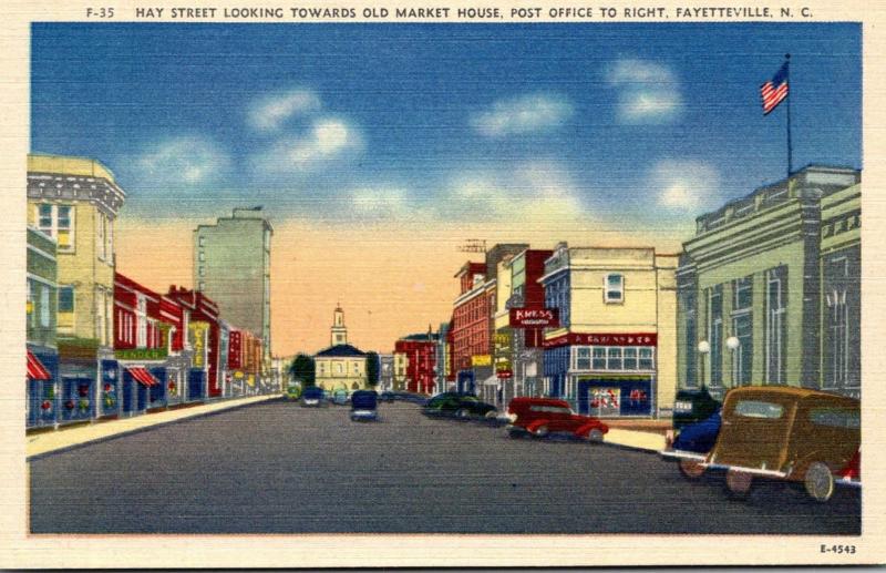 North Carolina Fayetteville Hay Street Looking Towards Old Market House Post ...