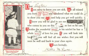 Vintage Postcard 1900's Here's Sunday School Doctor Sorry To Know You're Sick