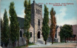 Postcard AL Birmingham St. Mary's Church South Highlands 1915 S74