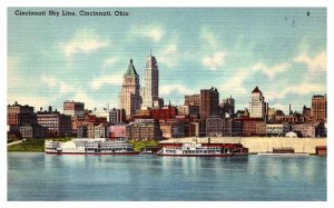 Postcard CITY SKYLINE SCENE Cincinnati Ohio OH AQ5679