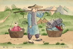 china, A Traveller (1930s) Chefoo, Hand Coloured Mission Postcard (27)