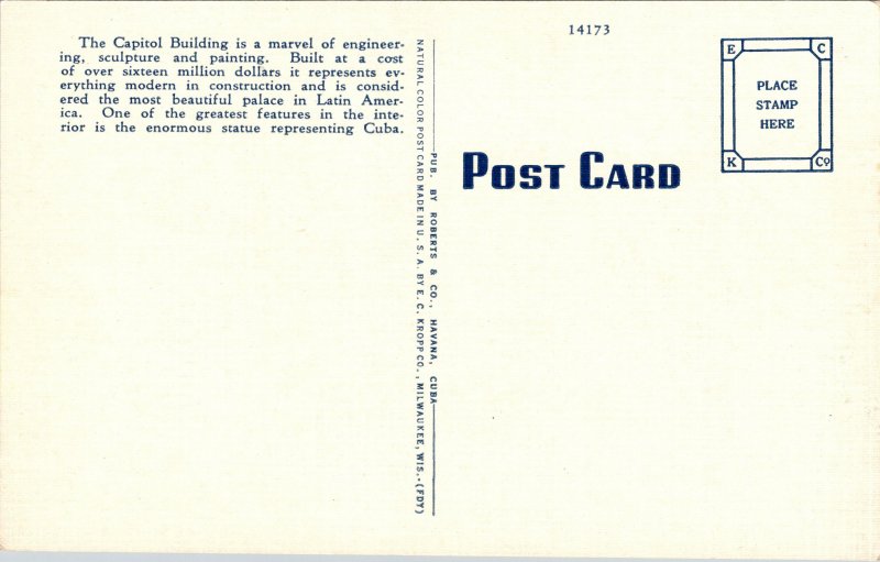 Postcard Cuba Havana Capital Building