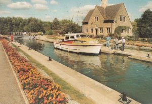 Man With Sailors Hat at Oxford Iffley Lock 1990s Postcard