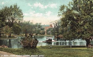 Vintage Postcard 1908 Pond Public Garden Boston Massachusetts Tourist Boat