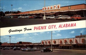 Phenix City Alabama AL Grants Supermarket Classic Cars Vintage Postcard