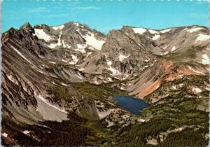 VINTAGE CONTINENTAL SIZE POSTCARD LAKE ISABELLA AND INDIAN PEAKS COLORADO