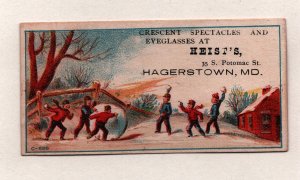 Vintage 1890's Victorian Trade Card Heist's Spectacles & Glasses Hagerstown MD