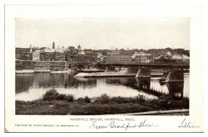 Antique Haverhill Bridge, Town Scene, Haverhill, MA Postcard