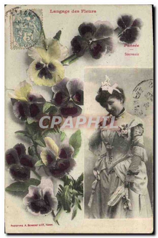 Old Postcard Fantasy Flowers language