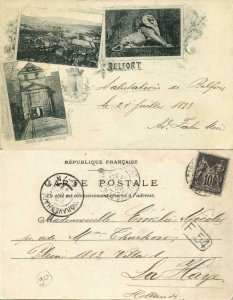 france, BELFORT, Panorama, Porte de Brisach, Le Lion (1899) Postcard