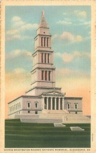 Alexandria VA Washington Masonic Memorial Linen Postcard Unused Serrated Edge