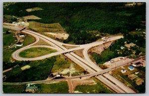 West Virginia Turnpike Beckley Interchange Birds Eye View Chrome Postcard 