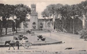 ST THOMAS DWI~FRONT VIEW OLD FORT CHRISTIAN~LIGHTBOURNS PHOTO POSTCARD 1910s