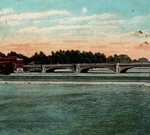 1923 SOUTH BEND INDIANA THE DAM AND JEFFERSON STREET BRIDGE POSTCARD 26-153