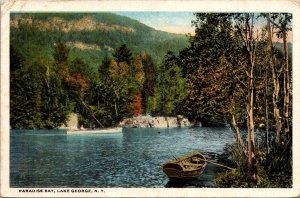 View of Boats on Paradise Bay, Lake George NY c1921 Vintage Postcard S59