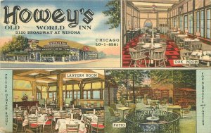 Postcard Illinois Chicago Howey's Old World Inn Multi Teich linen 1949 23-7833