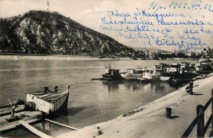 Sailing vessels navigation related postcard Hungary Budapest Danube Gellert ship