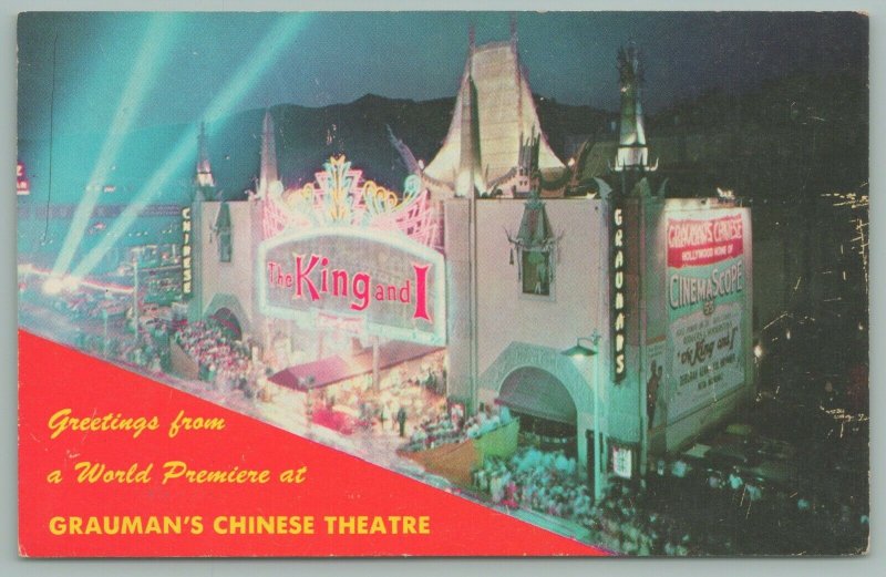 Hollywood California~Grauman's Chinese Theatre~Night~Spot Lights~King & I~1956