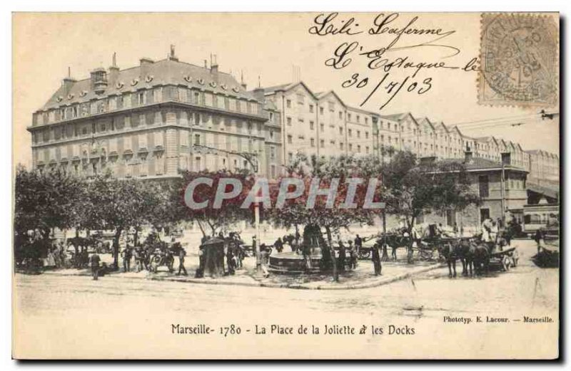 Old Postcard Marseille Place de la Joliette Docks