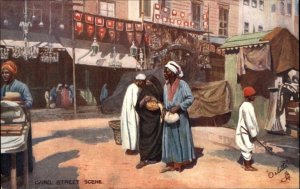 Tuck Cairo Egypt Street Scene Local Men Woman Children c1910 Vintage Postcard